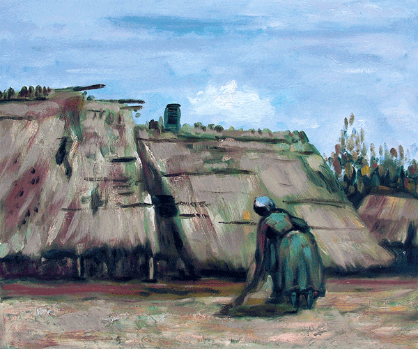 Peasant Woman Digging in Front of her Cottage by Vincent Van Gogh